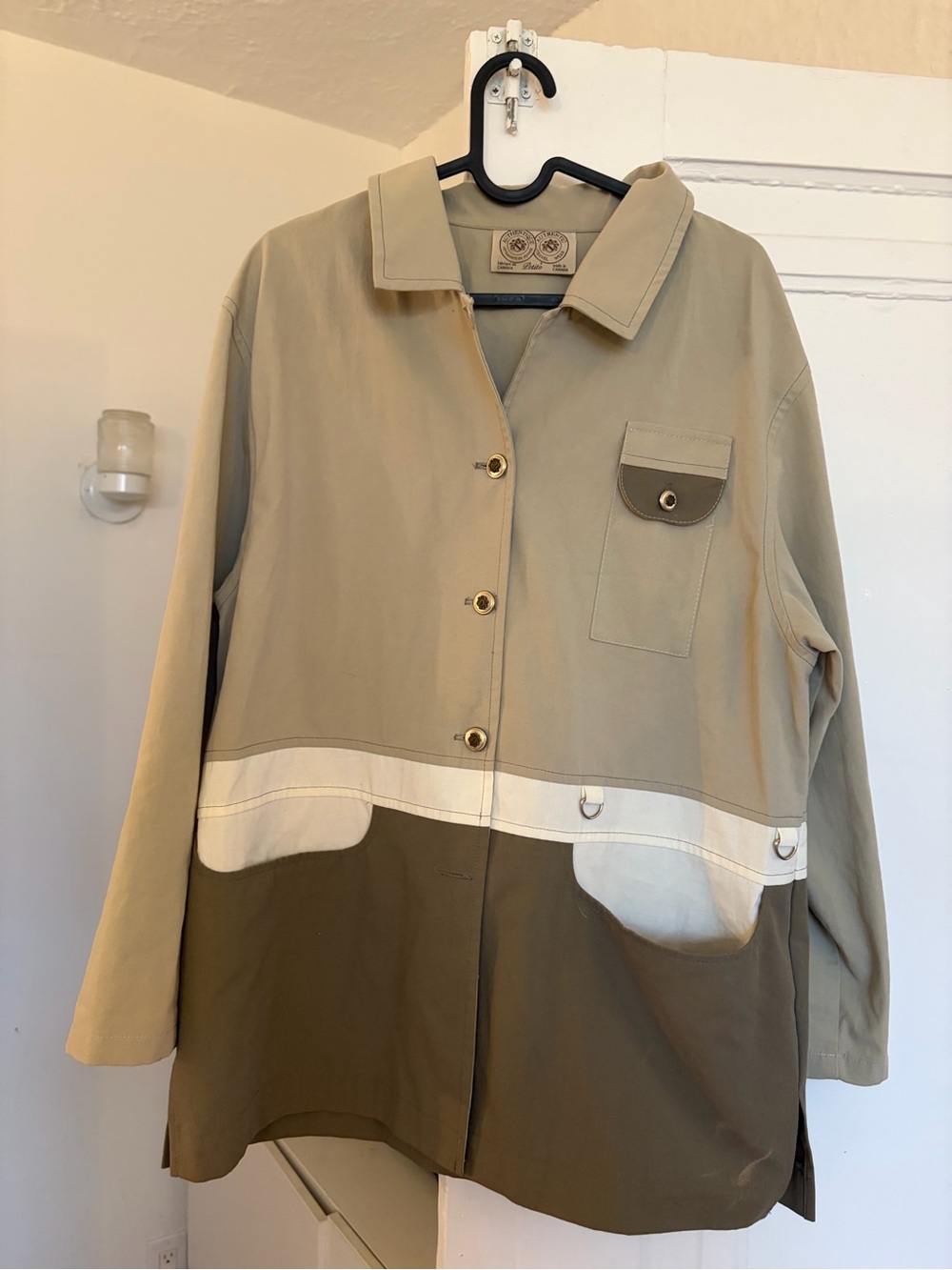 Vetements Beige, Olive & White Colorblock Utility Jacket